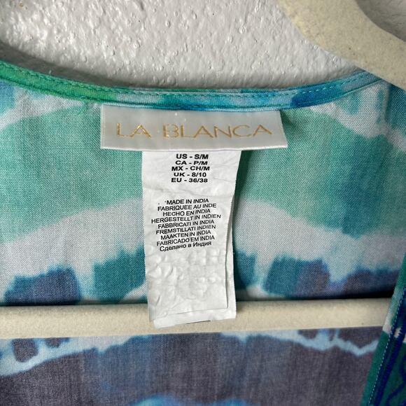 La Blanca Kimono Cover Up Size S/M Blue White Mermaid Embroidered Open Front - Picture 5 of 12